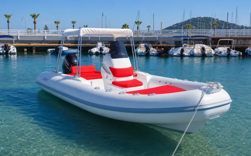 Compact no-license RIB ready for day hire on the Ischia coast