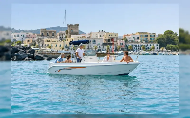 Terminal Freestyle motor boat at Forio harbour for private day rental